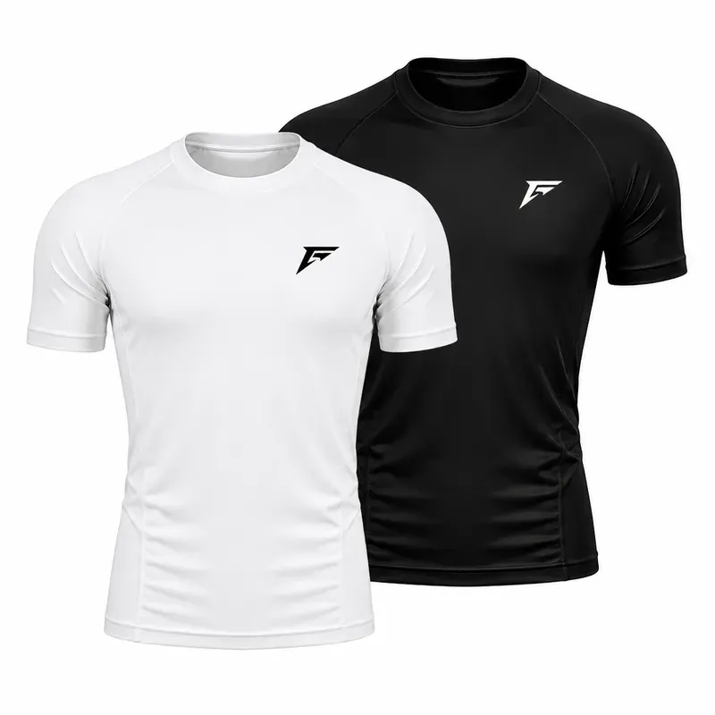 Pack de t-shirts de compression FocusGym noir et blanc