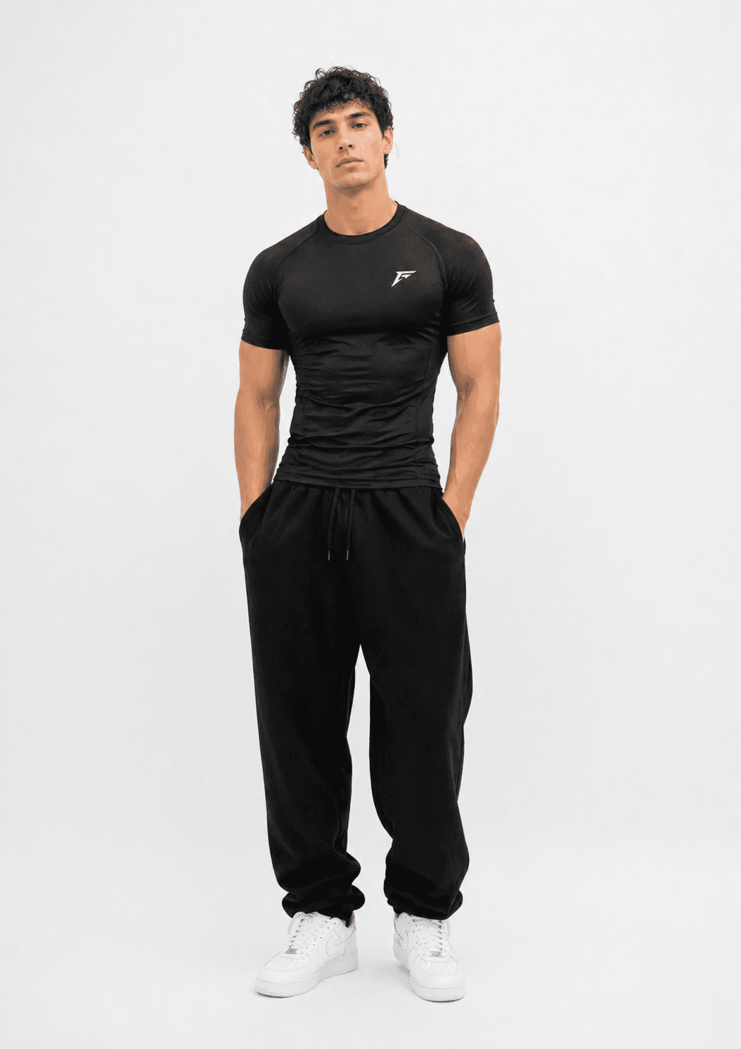 FocusGym black compression top photoshoot